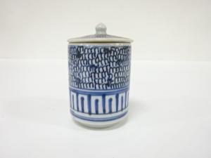 古伊万里　染付　みじん唐草　蓋物